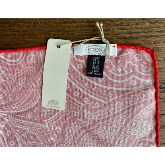 Eton Pocket Square Poppy Red 12" 100% Silk - Picture 3 of 3